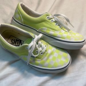 lime green checkered vans